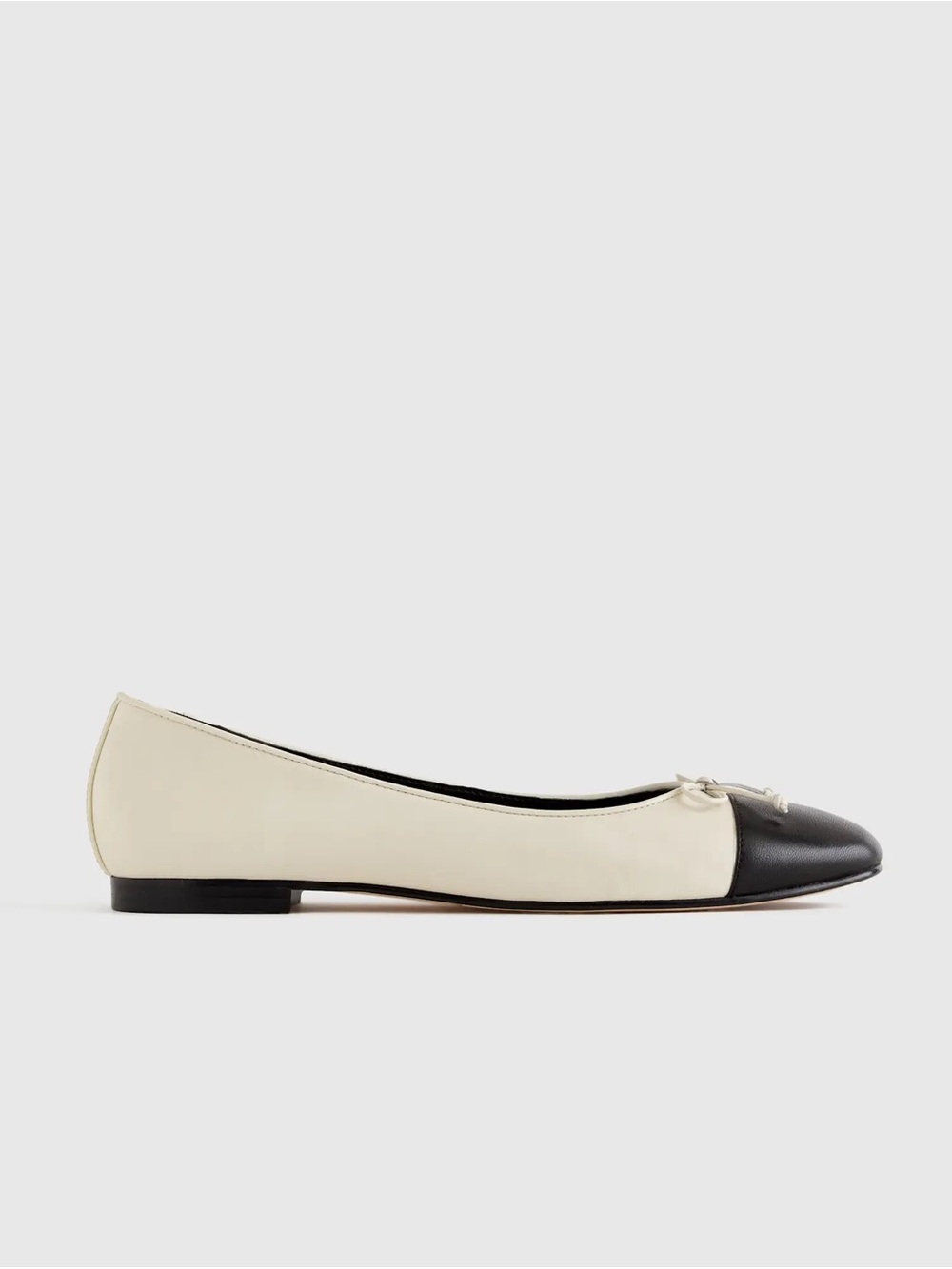 Quince Two-Tone Ballet Flat in Cream and Black